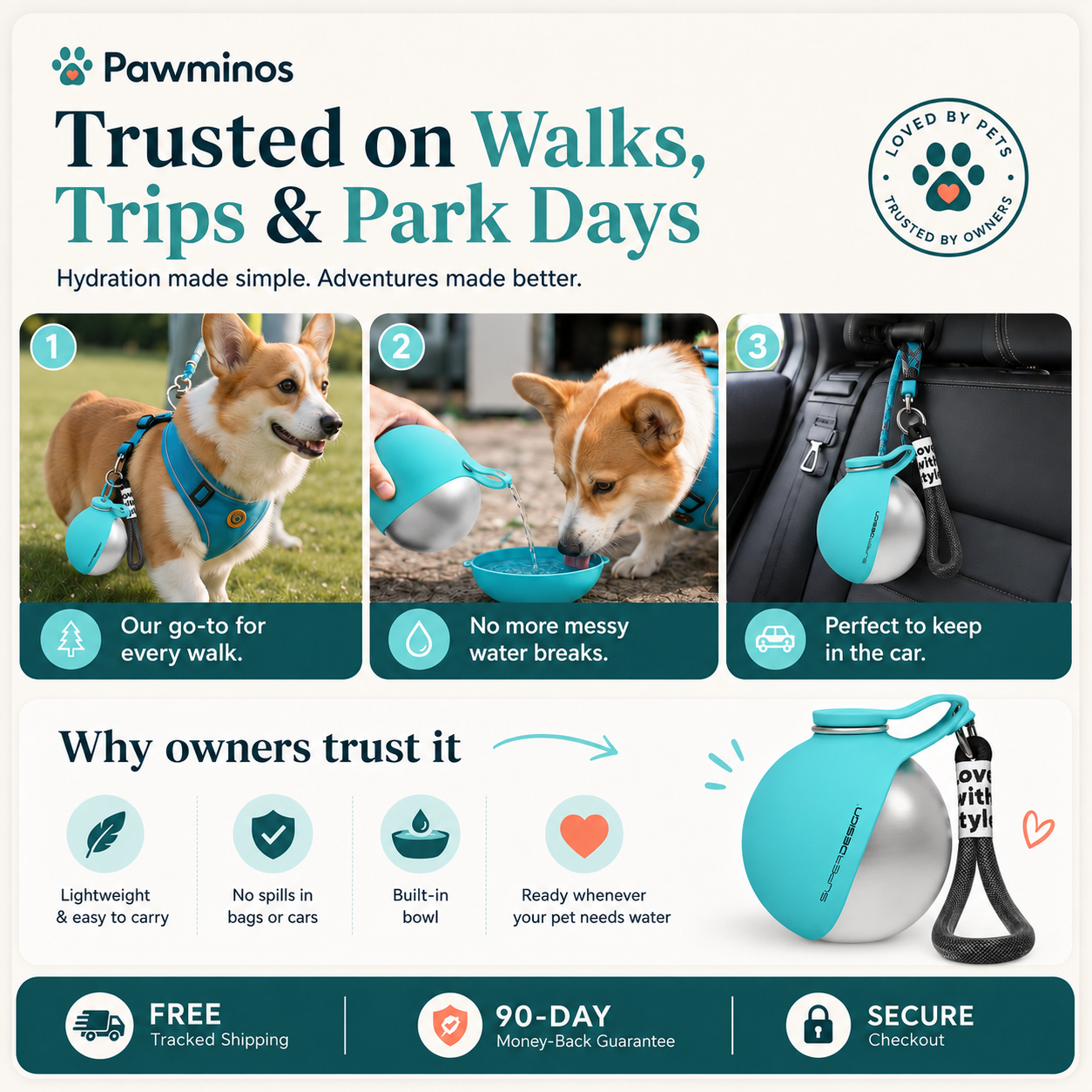 2 in 1 Portable Pet Water Bottle
